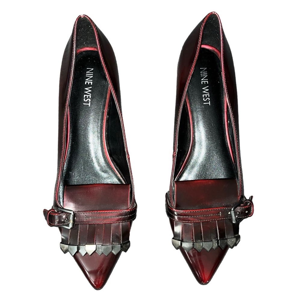 Nine West Women's Red Pointed Toe Kilty Flats Size 6.5